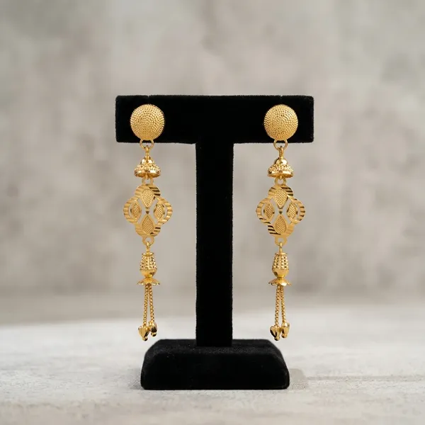 Gold-Plated_Textured_Drop_Earrings_For_Women