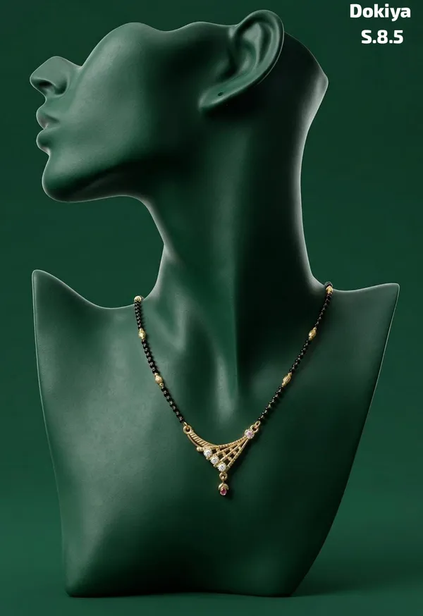 One_Gram_Gold_Plated_Triangle_Pendant_Mangalsutra_Black_Beaded_Chain_For_Women