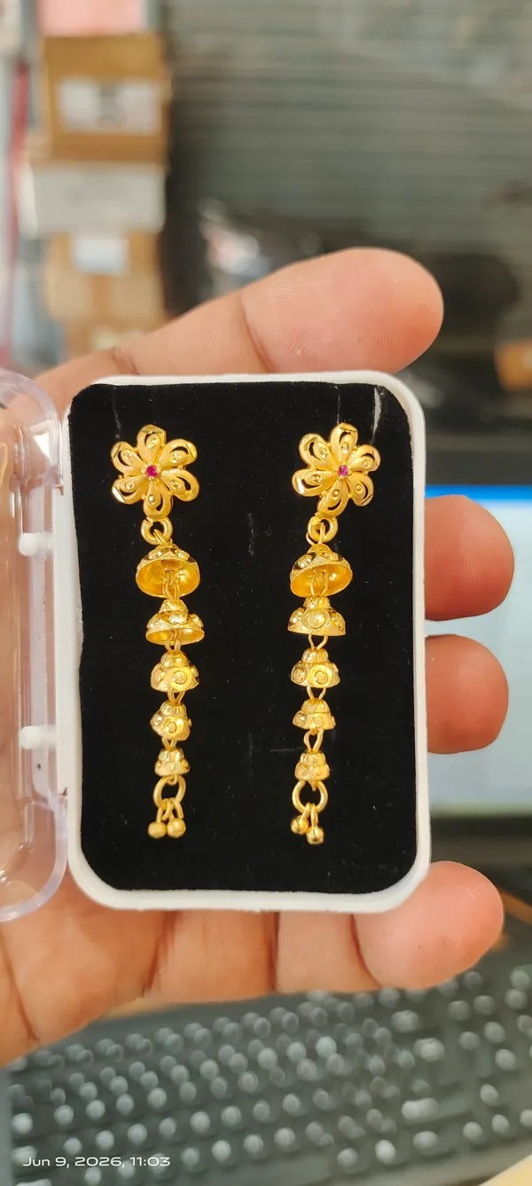 One_Gram_Gold_Plated_Floral_Drop_Jhumka_Earrings_For_Women