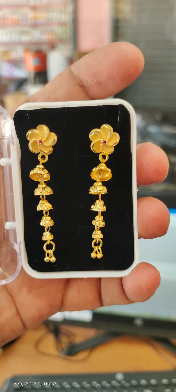 One_Gram_Gold_Plated_Floral_Drop_Earrings_Pink_Stone_For_Women