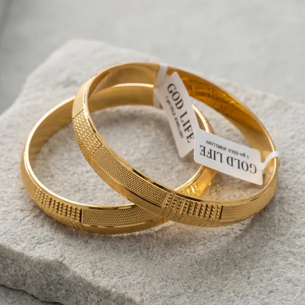 One_Gram_Gold_Plated_Textured_Kada_For_Men
