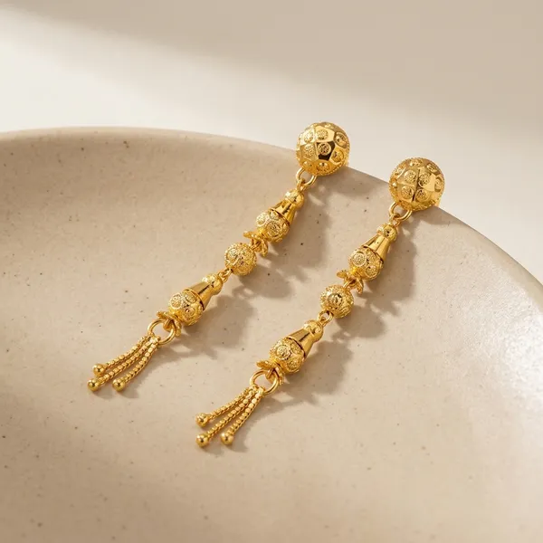 Gold_Copper_Beaded_Chain_Drop_Earrings_For_Women
