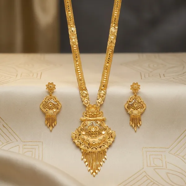 One_Gram_Gold_Plated_Floral_Filigree_Long_Necklace_Set_For_Women