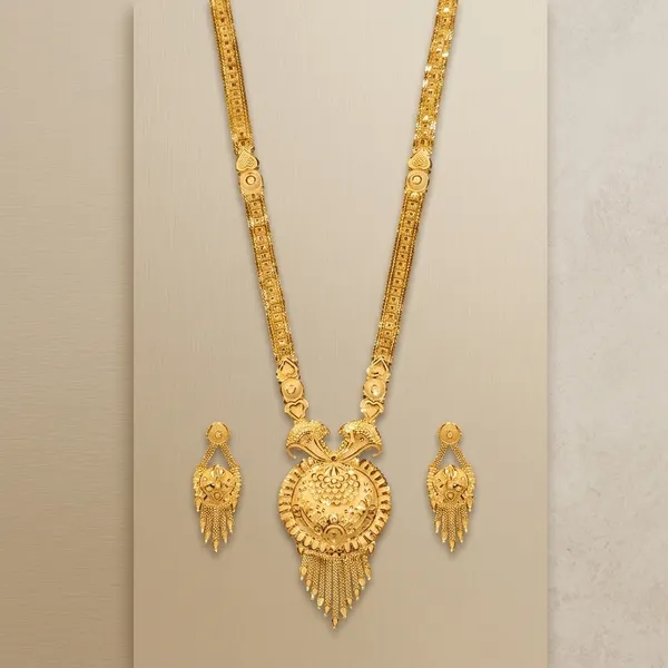 Gold-Plated_Peacock_Design_Long_Necklace_Set_For_Women