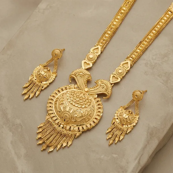 Gold-Plated_Peacock_Design_Long_Necklace_Set_For_Women