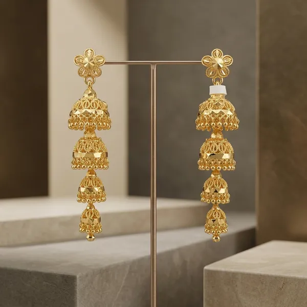 One_Gram_Gold__Plated_Multi_Tier_Jhumka_Earrings_For_Women