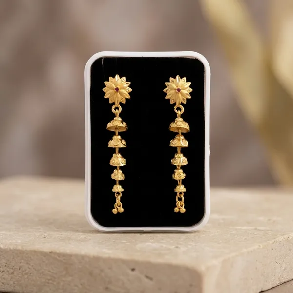 Gold_Copper_Floral_Drop_Earrings_With_Red_Accents_For_Women