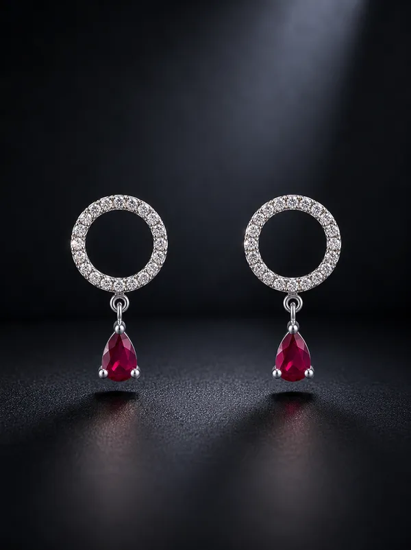 NAYU_925_Silver_Red_Stone_Drop