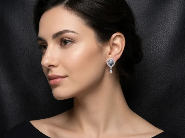 NAYU_925_Silver_Blue_Stone_Mesh_Drop_Earring