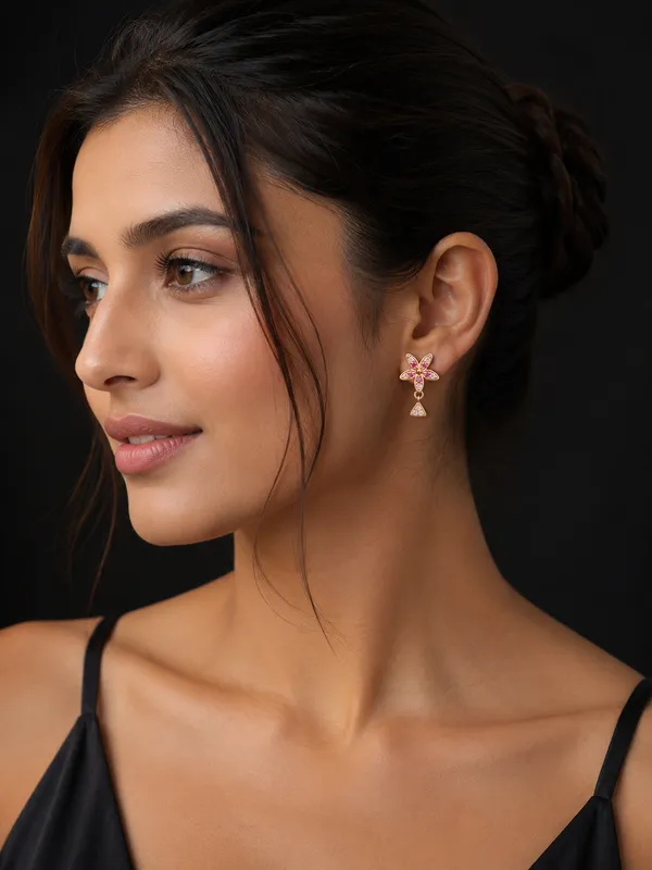 NAYU_Valley_Of_Flower_Classic_Pink_Stone_Rose_Gold_Earring