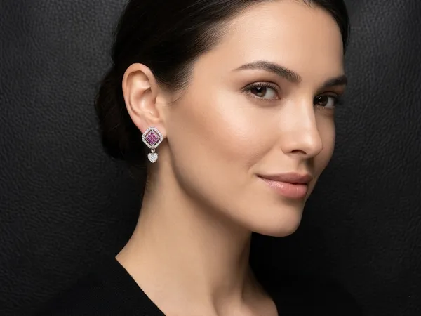 NAYU_925_Silver_Pink_Stone_Mesh_Drop_Earring