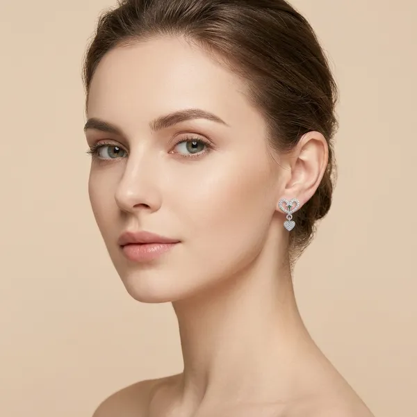 NAYU_Classic_925_Silver_Green_Stone_Hear_Drop_Earring