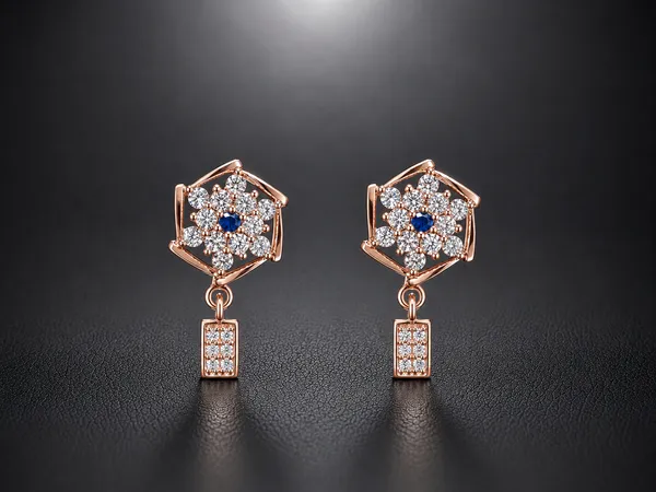 NAYU_Rose_Gold_Classic_Hexagon_Mesh_Drop_Earring