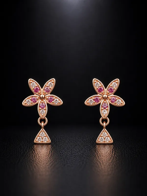 NAYU_Valley_Of_Flower_Classic_Pink_Stone_Rose_Gold_Earring