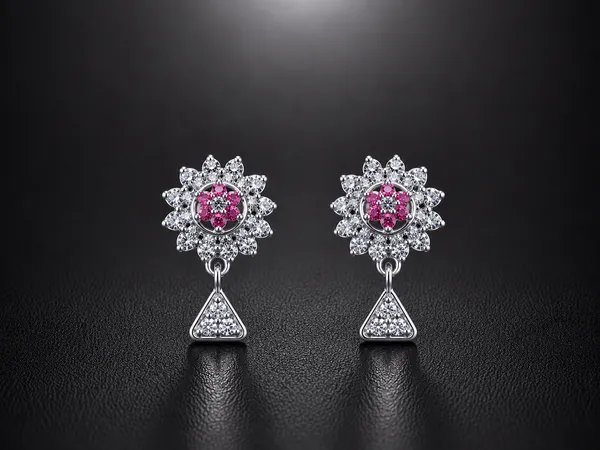 NAYU_925_Silver_Classic_Mesh_Pink_Stone_Drop_Earring