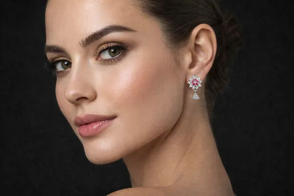 NAYU_925_Silver_Classic_Mesh_Pink_Stone_Drop_Earring