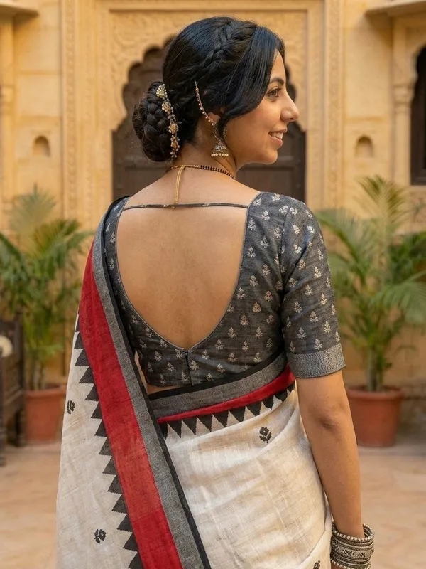 Floral_Print_Daily_Wear_Cotton_Linen_Saree_(Cream/Black)