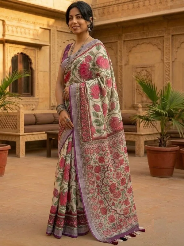 Floral_Print_Daily_Wear_Cotton_Linen_Saree_(multicolour)
