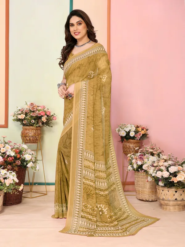 Floral_Print_Bhagalpuri_Chiffon_Saree_(Mustard)