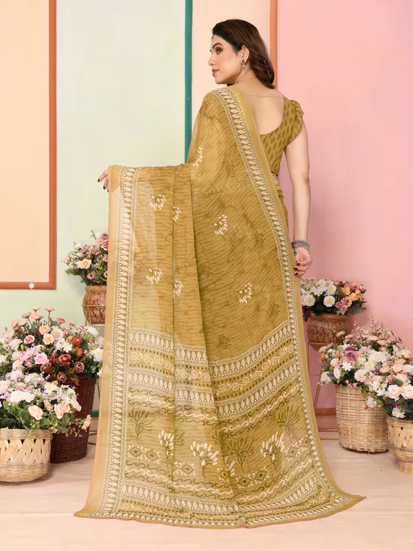 Floral_Print_Bhagalpuri_Chiffon_Saree_(Mustard)
