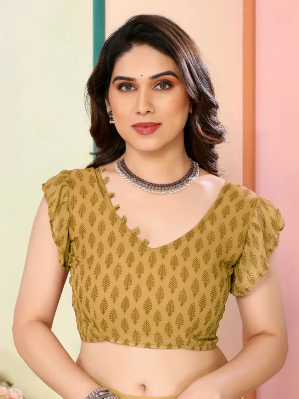 Floral_Print_Bhagalpuri_Chiffon_Saree_(Mustard)