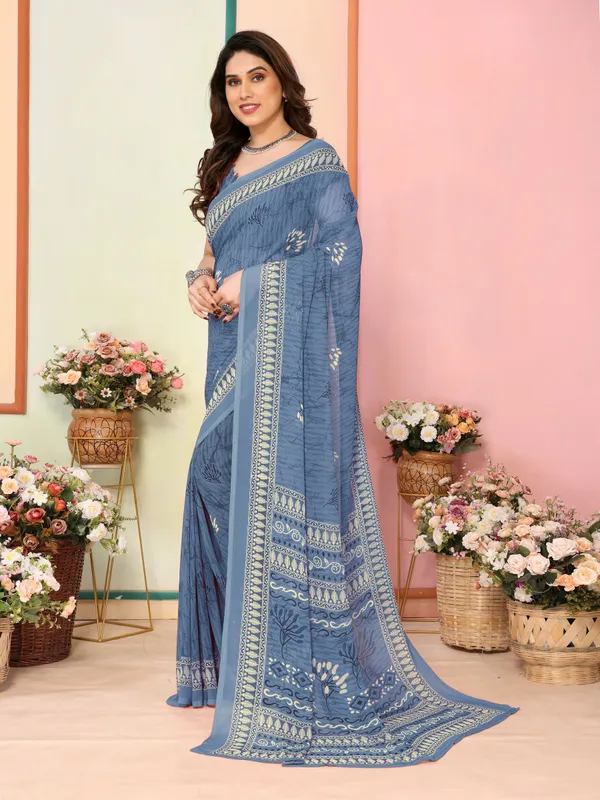 Floral_Print_Bhagalpuri_Chiffon_Saree_(Blue)