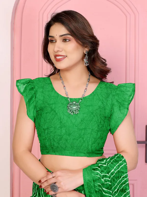 Printed_Leheria_Chiffon_Saree_(Green)