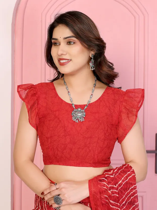 Printed_Leheria_Chiffon_Saree_(Red)