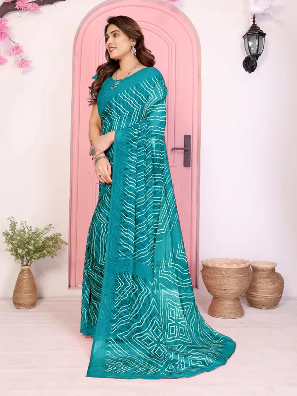Printed_Leheria_Chiffon_Saree_(Light_Green)