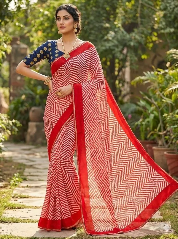 Printed_Leheria_Chiffon_Saree_(Red)