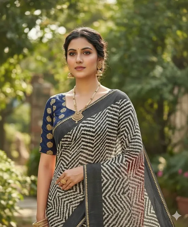 Printed_Leheria_Chiffon_Saree_(Grey)