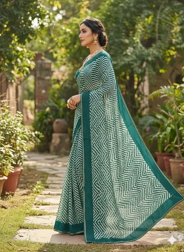 Printed_Leheria_Chiffon_Saree_(Green)