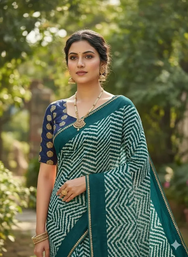 Printed_Leheria_Chiffon_Saree_(Green)