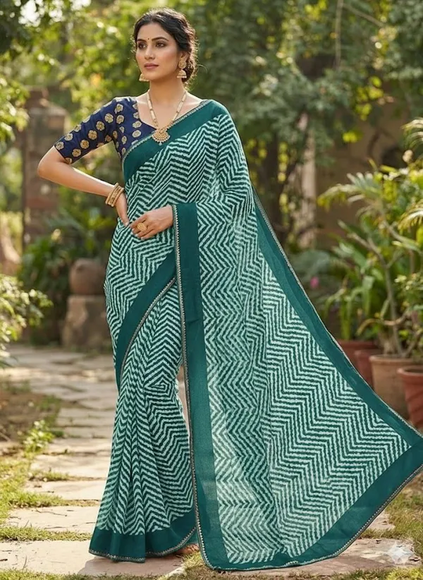 Printed_Leheria_Chiffon_Saree_(Green)