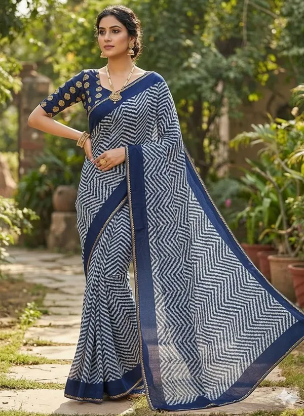 Printed_Leheria_Chiffon_Saree_(Blue)