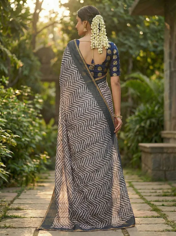 Striped,_Printed,_Woven_Leheria_Chiffon_Saree_(Grey)