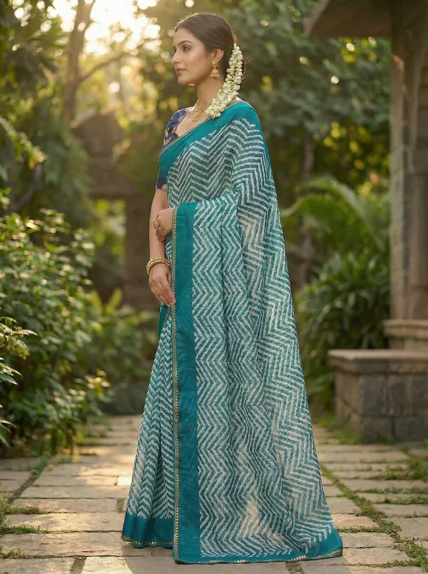 Striped,_Printed,_Woven_Leheria_Chiffon_Saree_(Multicolor)