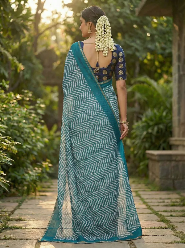 Striped,_Printed,_Woven_Leheria_Chiffon_Saree_(Multicolor)