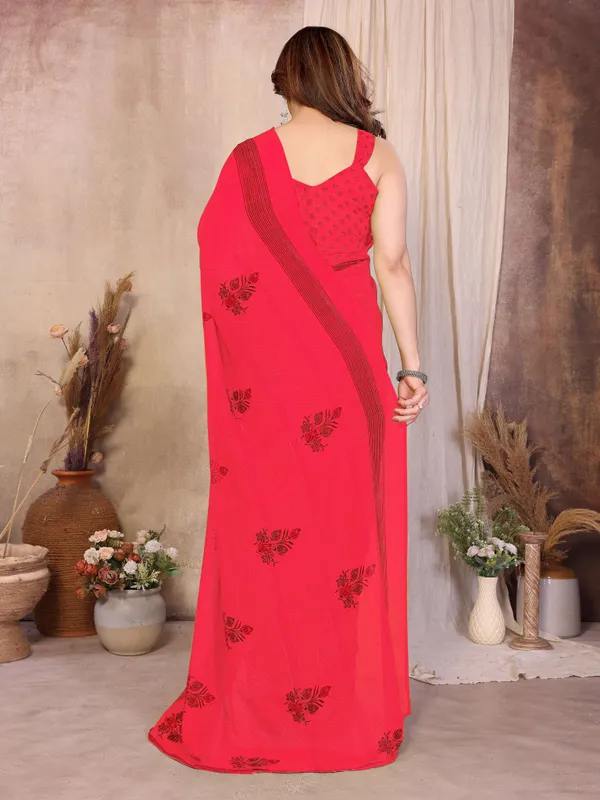 Floral_Print_Daily_Wear_Chiffon_Saree_(Red)