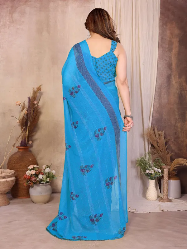 Floral_Print_Daily_Wear_Chiffon_Saree_(Light_Blue)