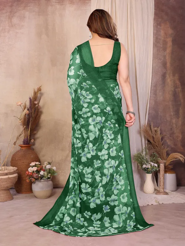 Floral_Print_Daily_Wear_Chiffon_Saree_(Green)