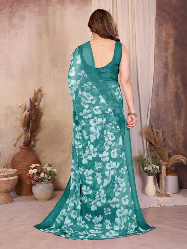Floral_Print_Daily_Wear_Chiffon_Saree_(Light_Green)