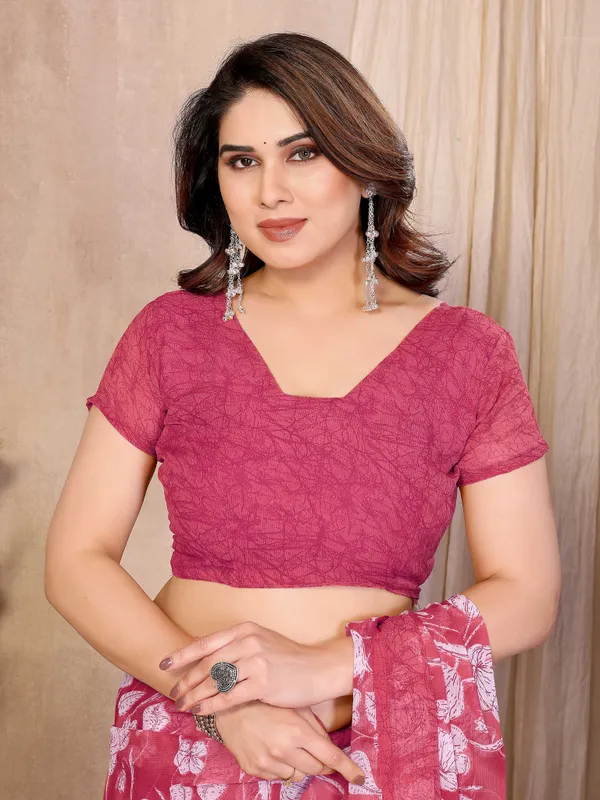 Printed_Daily_Wear_Chiffon_Saree_(Pink)