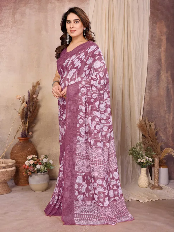 Printed_Daily_Wear_Chiffon_Saree_(Pink)