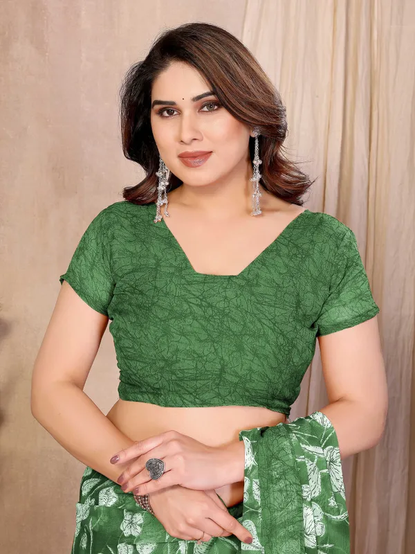 Printed_Daily_Wear_Chiffon_Saree_(Green)