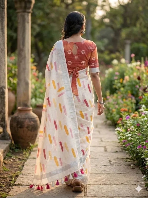 Floral_Print_Daily_Wear_Cotton_Linen_Saree_(Multicolor)