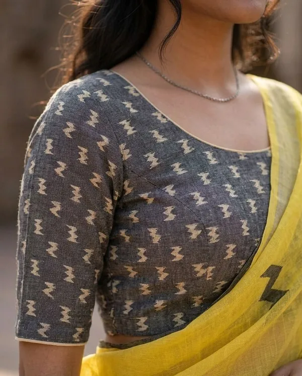 Floral_Print_Daily_Wear_Cotton_Linen_Saree_(Yellow)