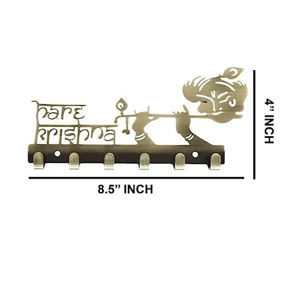 Edith_Hare_Krishna_Shaped_Decorative_Key_Holder_For_Home_And_Office_For_Wall_Best_Color_In_Market_Golden_Stainless_Steel_9_Inch_Antique