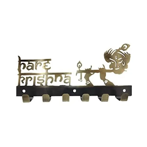 Edith_Hare_Krishna_Shaped_Decorative_Key_Holder_For_Home_And_Office_For_Wall_Best_Color_In_Market_Golden_Stainless_Steel_9_Inch_Antique