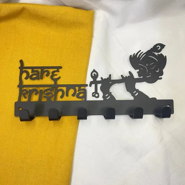 Product_Summary_Edith_Hare_Krishna_Shaped_Decorative_Key_Holder_For_Home_And_Office_Black_Color_Stainless_Steel_9_Inch